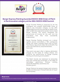 Berger Express Painting Awarded SKOCH-BSE Order of Merit in the Innovation category at the 48th SKOCH-BSE Summittion category at the 48th SKOCH-BSE Summit